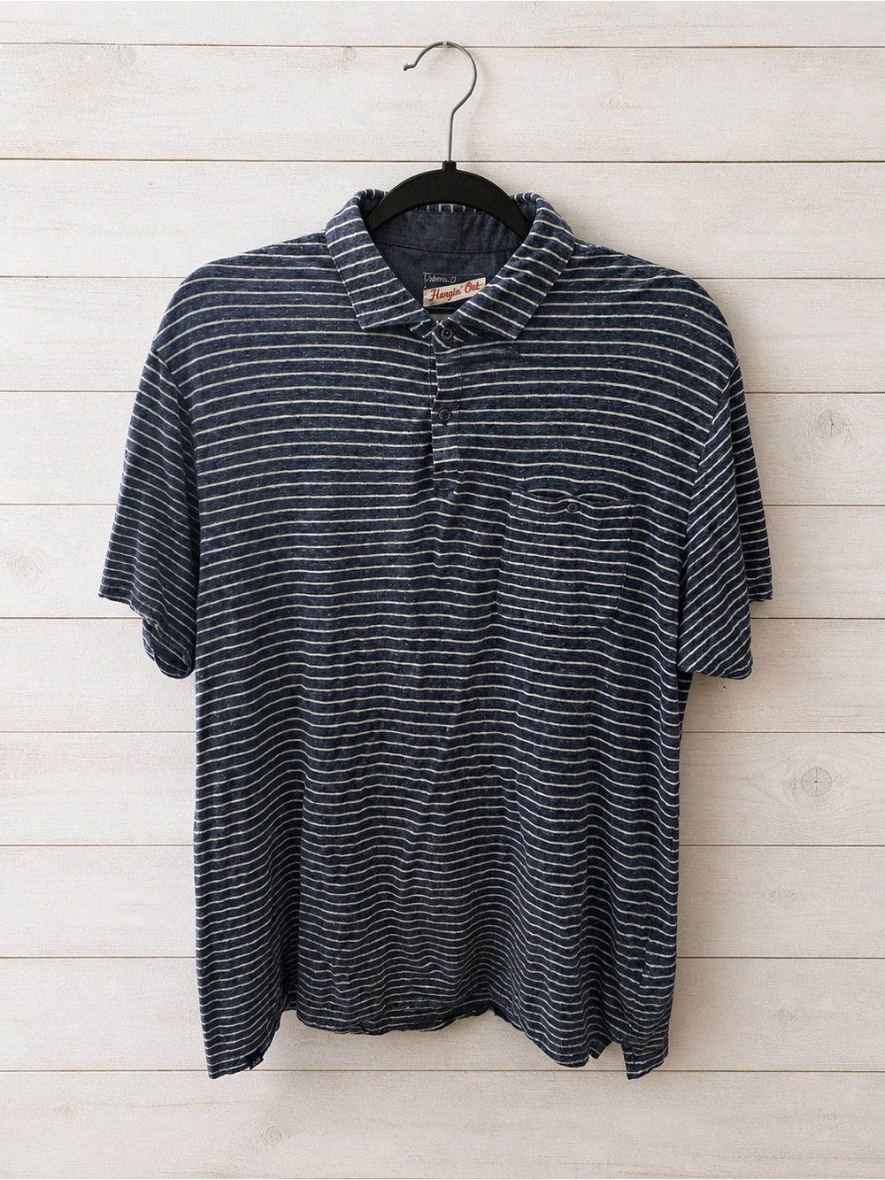 johnnie-O Navy and White Striped Polo Shirt